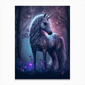 Unicorn In The Forest 2 Canvas Print