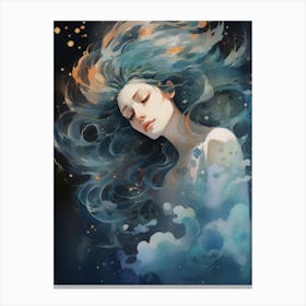An ethereal being in moonlit sky Canvas Print