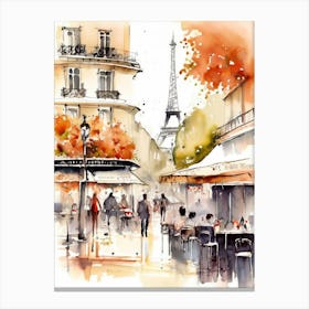 Paris Watercolor Painting 1 Canvas Print