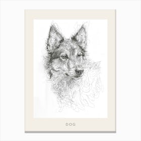 Furry Wire Haired Dog Line Sketch 3 Poster Canvas Print