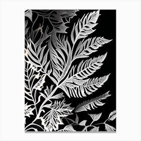 Rowan Leaf Linocut 3 Canvas Print