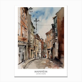 Manheim 4 Watercolour Travel Poster Canvas Print