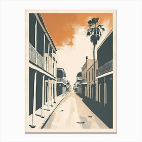 Frenchmen Street Retro Lithograph 1 Canvas Print