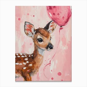 Cute Deer 2 With Balloon Canvas Print