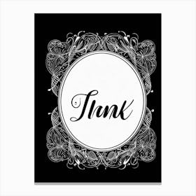 An Elegant Retro Styled Hand Drawn Calligraphy Of The Word Thank You Featuring A Graceful Scrip (5) Canvas Print