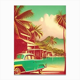Cayo Santa Maria Cuba Vintage Sketch Tropical Destination Canvas Print