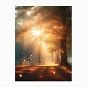 Fireflies In The Forest 3 Canvas Print