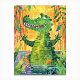 Alligator In The Jungle Canvas Print