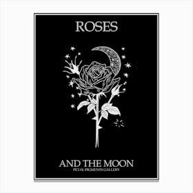 Roses And The Moon Line Drawing 4 Poster Inverted Canvas Print