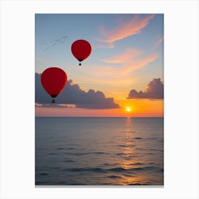 Balloon Flight Over The Ocean 3 Canvas Print