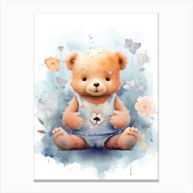 Yoga Teddy Bear Painting Watercolour 1 Canvas Print