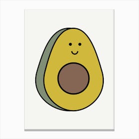 Happy Avocado Illustration Canvas Print