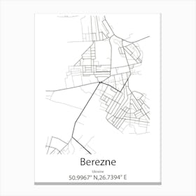 Berezne,Ukraine Minimalist Map Canvas Print