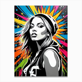 Graffiti Mural Of Beautiful Hip Hop Girl 74 Canvas Print