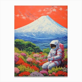 Hippie Astronaut Meditating In Moutn Fuji, Japan 4 Canvas Print