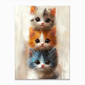 Cute Cats Stacked Together 5 Canvas Print