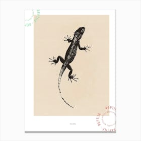 Minimalist Black Iguana Block Print 1 Poster Canvas Print