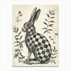Checkered Giant Blockprint Rabbit Illustration 2 Canvas Print