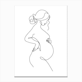 Continuous Line Drawing Of Pregnant Woman Canvas Print