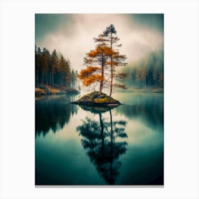 Lone Tree In A Lake 3 Canvas Print