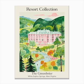 Poster Of The Greenbrier   White Sulphur Springs, West Virginia   Resort Collection Storybook Illustration 2 Canvas Print