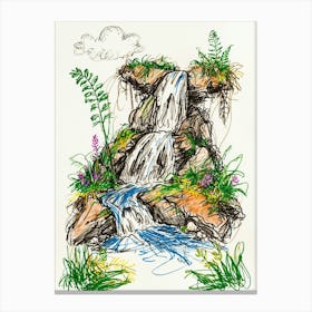 Waterfall Drawing Canvas Print