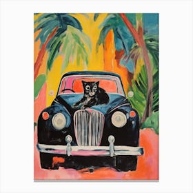 Vintage Car With A Cat, Matisse Style Painting 2 Canvas Print