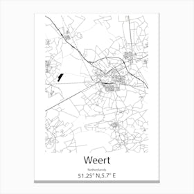 Weert,Netherlands Minimalist Map Canvas Print