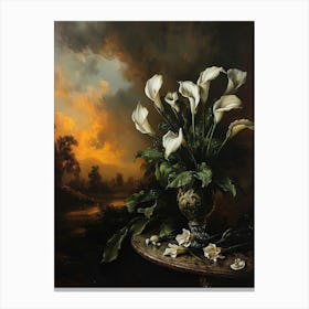 Baroque Floral Still Life Calla Lily 2 Canvas Print