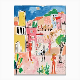 Athens, Dreamy Storybook Illustration 4 Canvas Print