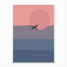 A4 Pink Sunset Come Fly With Me Canvas Print