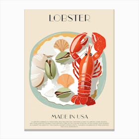 Lobster Print Kitchen Art Kitchen Poster Food Art Mid Century Modern Canvas Print