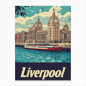 Aihrgdesign A Vintage Travel Poster Of Liverpool Featuring Th 670aaf51 4c43 429e 97ee E019a3ab3ad2 0 Canvas Print