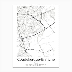 Coudekerque Branche,France Minimalist Map Canvas Print