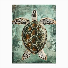 Vintage Turquoise Sea Turtle Canvas Print