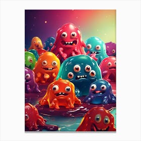 Colorful Jelly Monsters Canvas Print