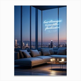 A Beautifully Calligraphed Sign Expressing Gratitude Hovering Gracefully Under Soft Led Lights Pla Canvas Print