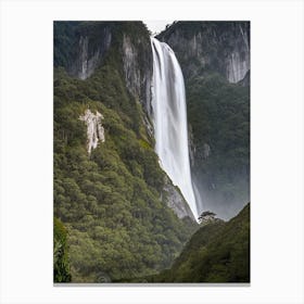 Bridal Veil Falls, New Zealand Realistic Photograph (3) Canvas Print