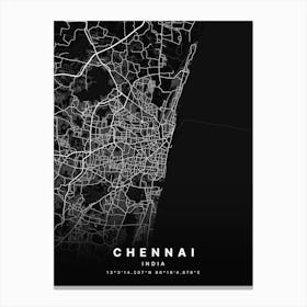 Chennai India Black Map Canvas Print