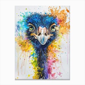 Ostrich Colourful Watercolour 3 Canvas Print
