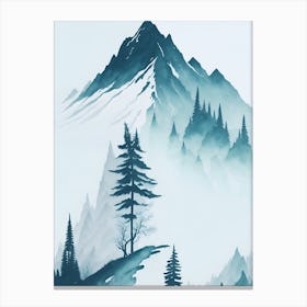 Mountain And Forest In Minimalist Watercolor Vertical Composition 356 Canvas Print