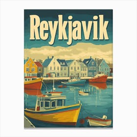 Aihrgdesign A Classic 1960s Travel Poster For Reykjavik 3 Canvas Print