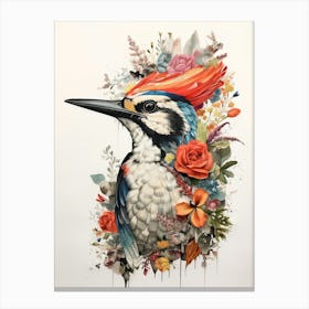 Bird With A Flower Crown Woodpecker 3 Canvas Print
