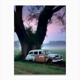 Old Car Under A Tree Canvas Print