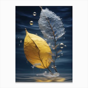 Water Droplet with leaf Canvas Print