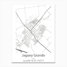 Jaguey Grande,Cuba Minimalist Map Canvas Print