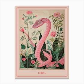 Floral Animal Painting Cobra 4 Poster Canvas Print
