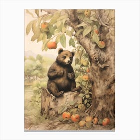 Storybook Animal Watercolour Black Bear 1 Canvas Print