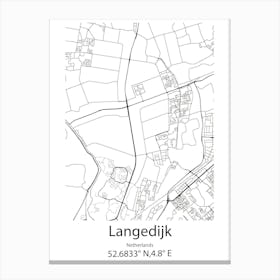 Langedijk,Netherlands Minimalist Map Canvas Print