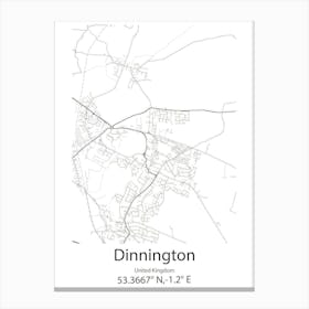 Dinnington,United Kingdom Minimalist Map Stampe su tela